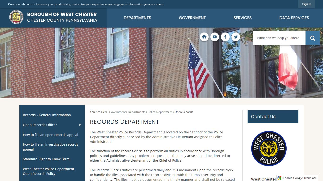 Records Department | West Chester Borough, PA - Official Website