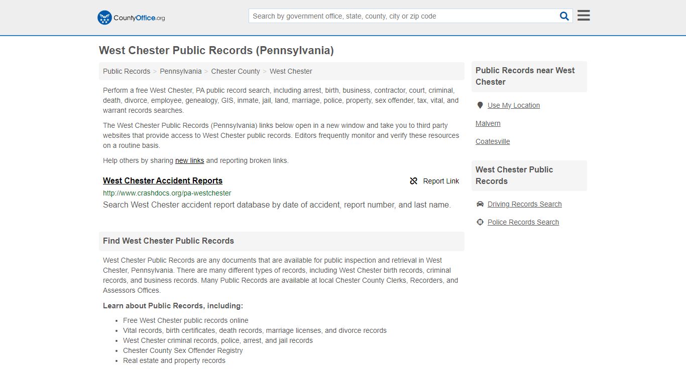 Public Records - West Chester, PA (Business, Criminal, GIS, Property ...