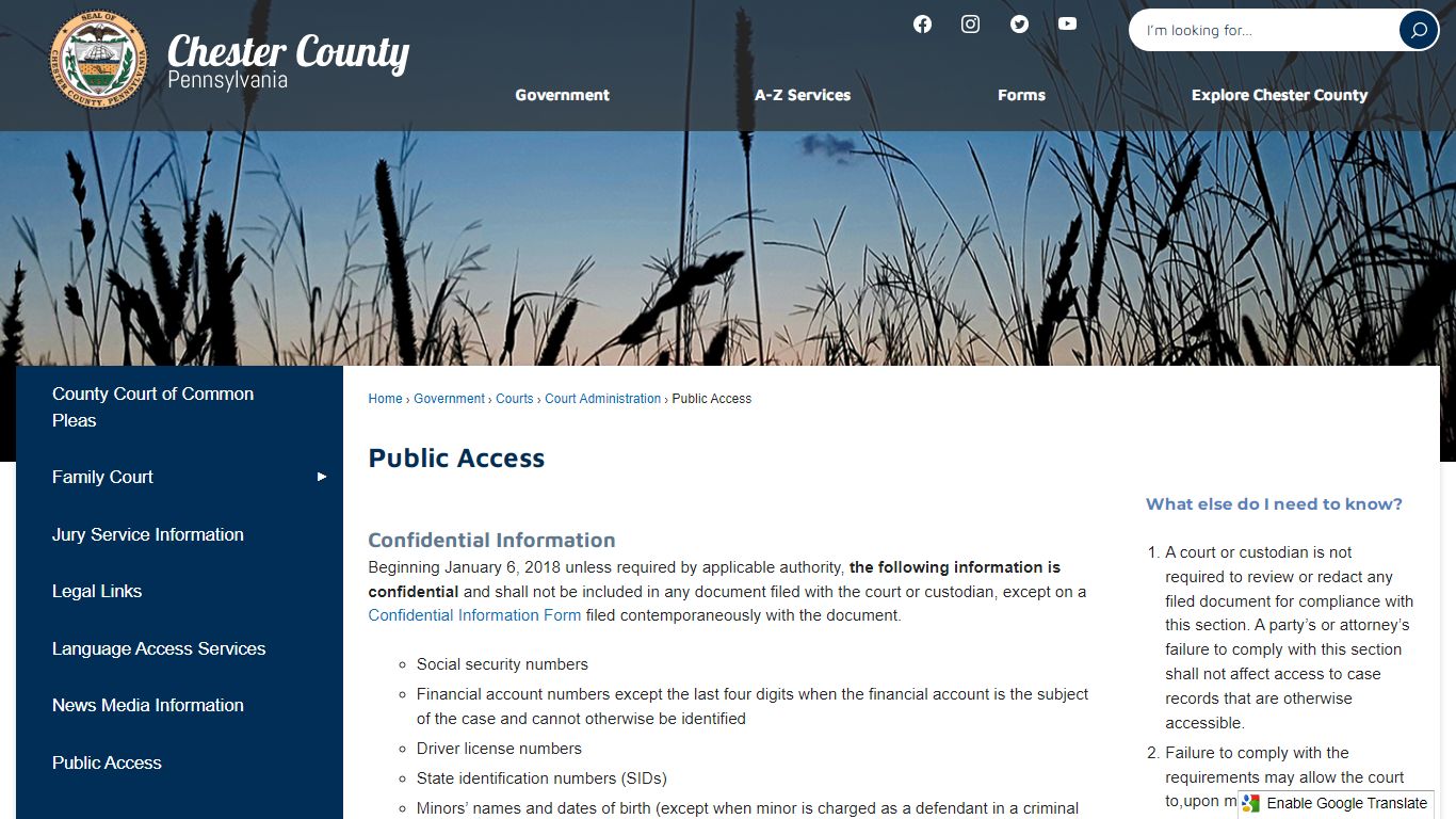 Public Access | Chester County, PA - Official Website